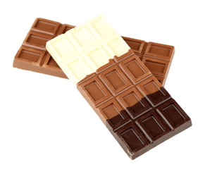 Chocolate bars isolated on white