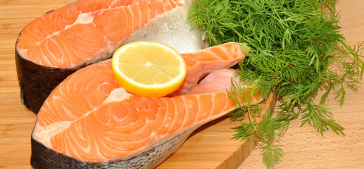 Fresh Uncooked Salmon Steaks