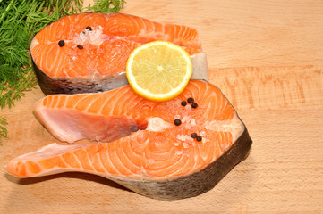 Fresh Uncooked Salmon Steaks