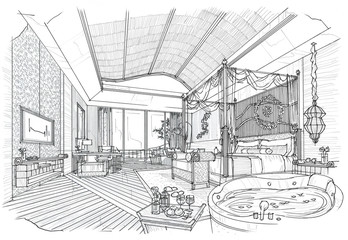 interior design sketch bedroom