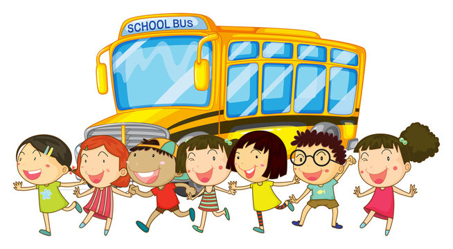 Students and school bus