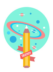 Drawing the universe. Creativity and back to school concept