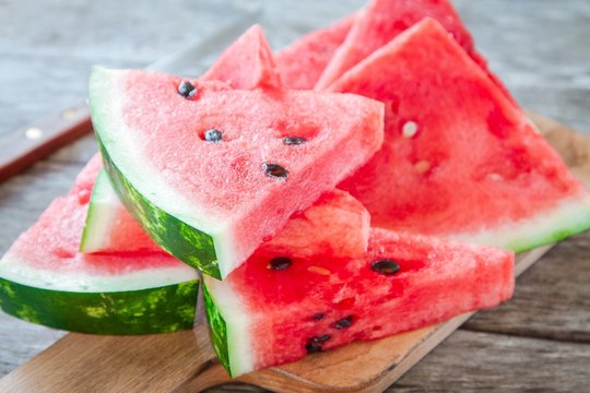 slices of fresh juicy organic watermelon