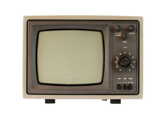 An old tv with black and white screen.