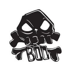 Cartoon Hand drawn skull with crossbones illustration.