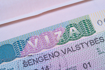 visa in a passport macro