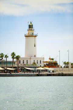 Lighthouse at Malaga's port. Andalusia.