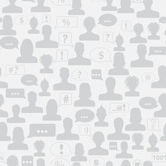 Seamless pattern of avatars and speech bubbles