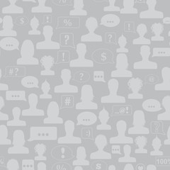 Seamless pattern of avatars and speech bubbles