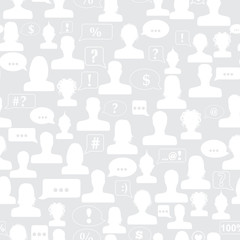 Seamless pattern of avatars and speech bubbles