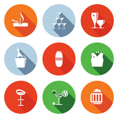 Bar flat icons set