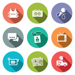 Media flat icon set