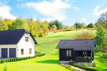 Country house with spring green landscape in croatia