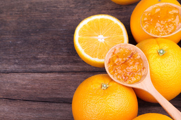 fresh orange with orange jam