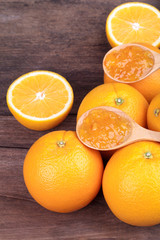fresh orange with orange jam
