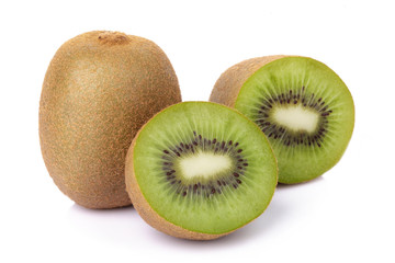 Sliced kiwi fruit isolated on white background