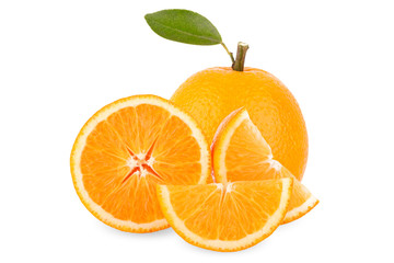 Slice of fresh orange isolated on white background