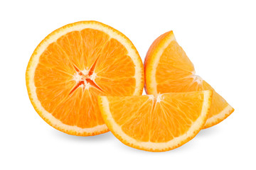 Slice of fresh orange isolated on white background