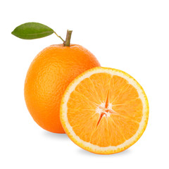 Slice of fresh orange isolated on white background