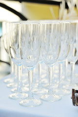 Empty glasses set in restaurant
