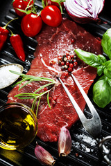Raw beef steak