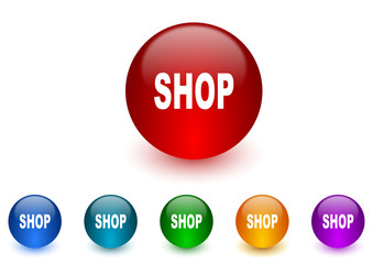 shop internet icons colorful set