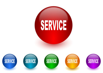 service internet icons colorful set