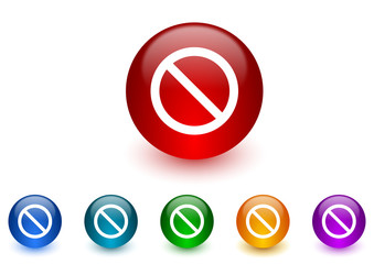 access denied internet icons colorful set