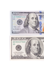 Old and new hundred dollar bills.