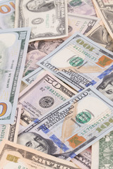 Fototapeta na wymiar Close up of different dollar bills.