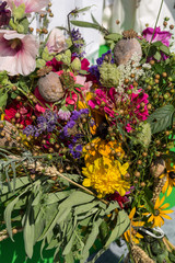 beautiful bouquets of flowers and herbs