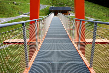 Pedestrian suspension bridge in Saalbach,Austria