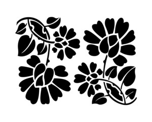 Black flower pattern. Vector illustration