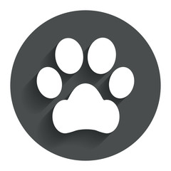 Dog paw sign icon. Pets symbol.