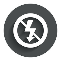 No Photo flash sign icon. Lightning symbol.