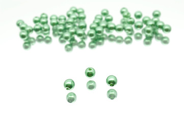 Collection Of Green Glass Wax Beads