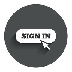 Sign in with cursor pointer icon. Login symbol