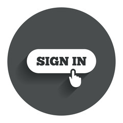 Sign in with hand pointer icon. Login symbol