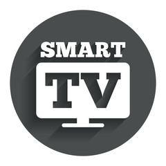 Widescreen Smart TV sign icon. Television set.