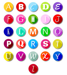 Alphabet on multicolor circles -flat