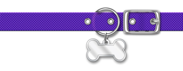 Purple Nylon Animal Collar With Tag