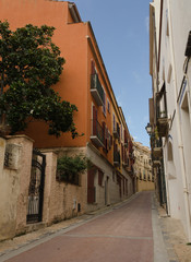 Warm sunset light on Carrer Tarrul, Tossa de Mar