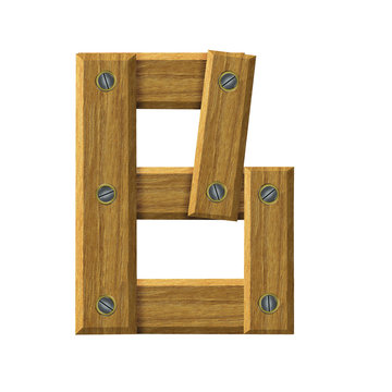 Letter B in created in wood