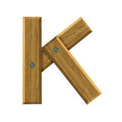 Letter K in created in wood