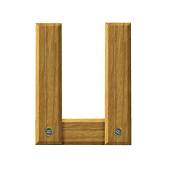 Letter U in created in wood