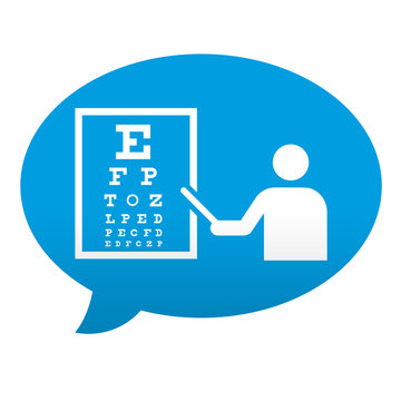 Etiqueta tipo app azul comentario simbolo oculista