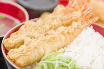 Ebi Tendon - Prawn tempura on top of boiled rice.