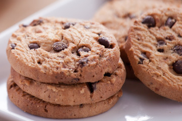 Close-up of chocolate chip cookies