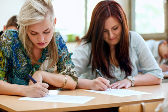 students taking  exam at the university