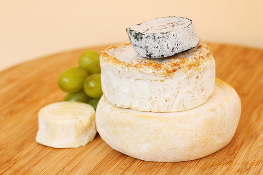 Stack of camembert cheese